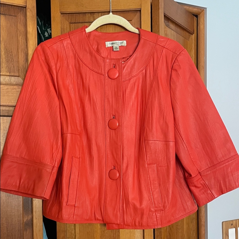 Coldwater Creek Women's orangeLeather Jacket